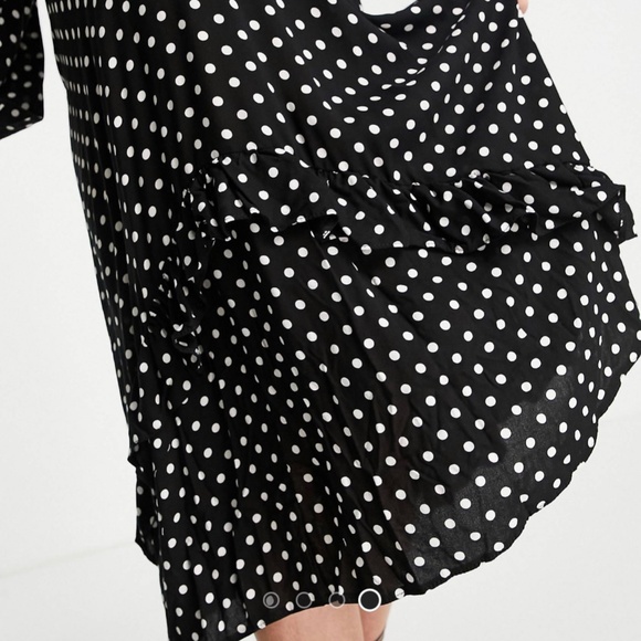NWT! Queen Bee Maternity wrap midi dress black polka 12 long sleeves - Picture 4 of 11